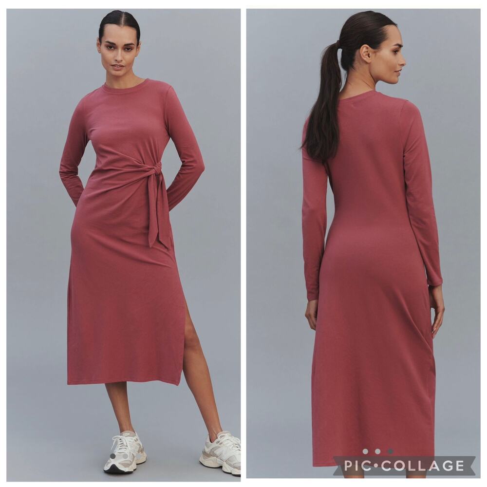 Anthropologie Daily Practice Tie Breaker Long-Sleeve Coastal Midi Dress Size XL